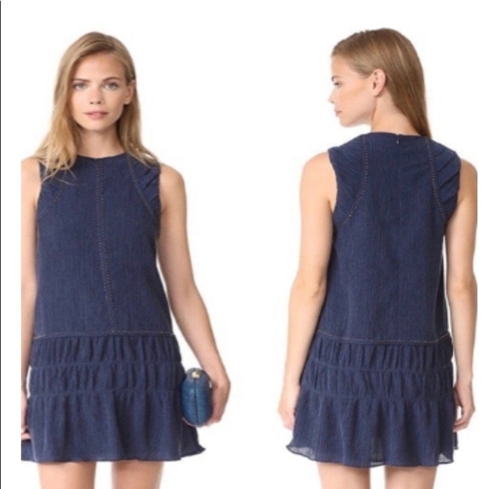 Chloe Oliver Navy Crinkle Texture Ruffle